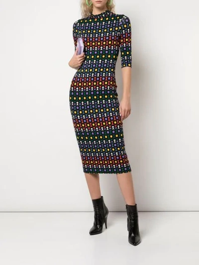 Shop Alice And Olivia Delora Geometric-print Dress In Black