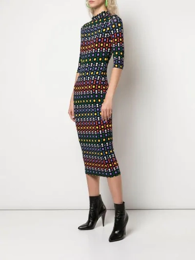 Shop Alice And Olivia Delora Geometric-print Dress In Black