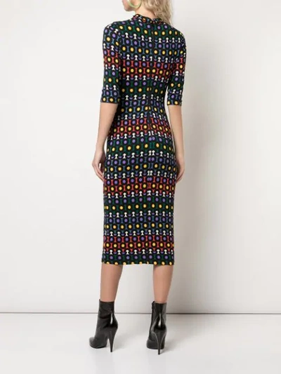 Shop Alice And Olivia Delora Geometric-print Dress In Black