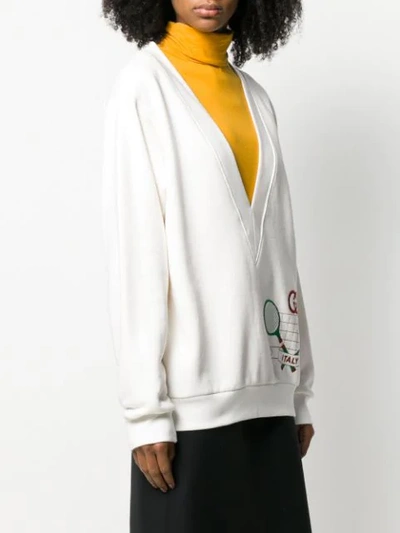 Shop Gucci Tennis Motif Sweatshirt In White