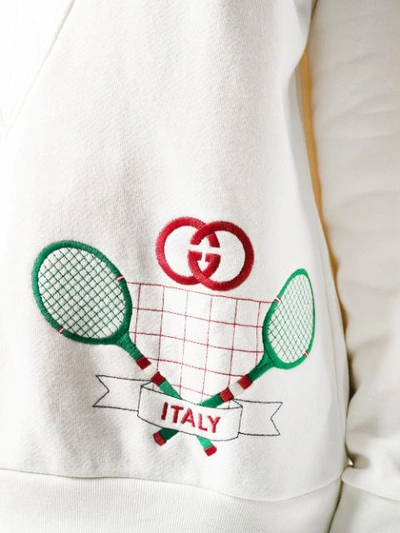 Shop Gucci Tennis Motif Sweatshirt In White
