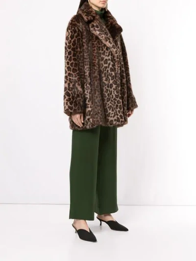Shop Bouguessa Faux Fur Leopard Print Coat In Dark Leopard