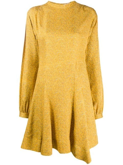 Shop Derek Lam 10 Crosby Long Sleeve Godet Insert Mini Paisley Dress In Yellow
