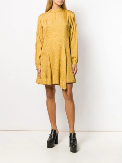 Shop Derek Lam 10 Crosby Long Sleeve Godet Insert Mini Paisley Dress In Yellow