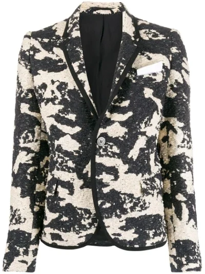 Shop Neil Barrett Woven Camouflage Blazer In Black