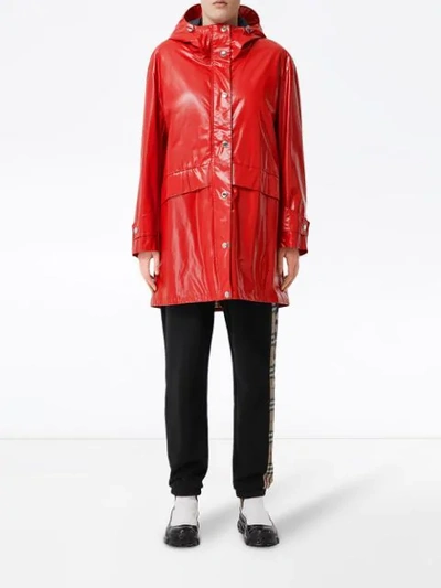 Shop Burberry Horseferry-print Parka Coat In Red