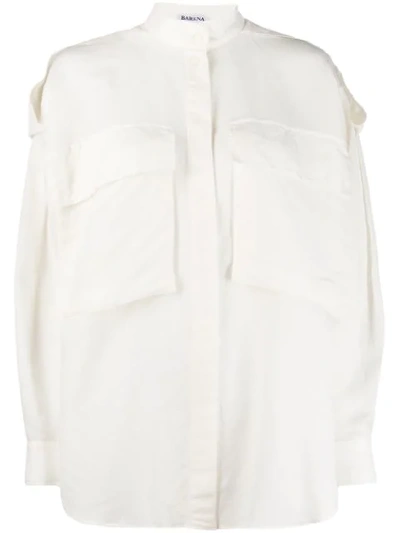 Shop Barena Venezia Mandarin Collar Loose-fit Shirt In White