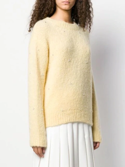 Shop Sandro Embellished Knit Jumper In Yellow