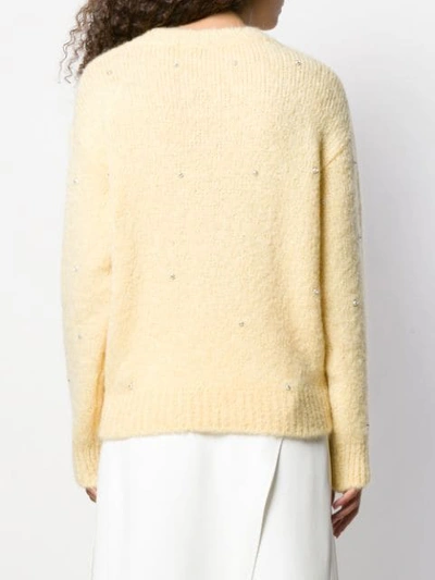 Shop Sandro Embellished Knit Jumper In Yellow