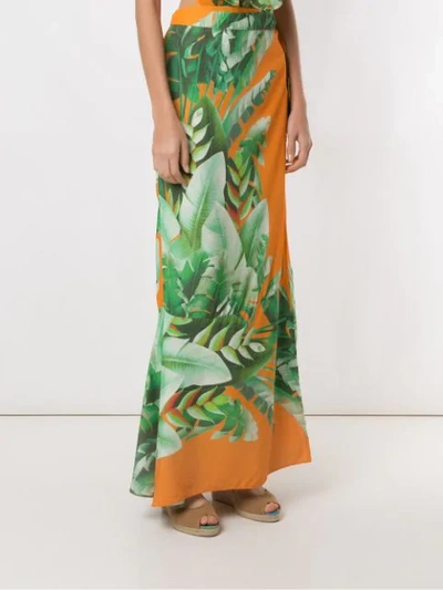 Shop Amir Slama Printed Wrap Maxi Skirt In Orange