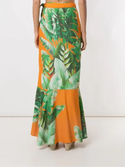 Shop Amir Slama Printed Wrap Maxi Skirt In Orange