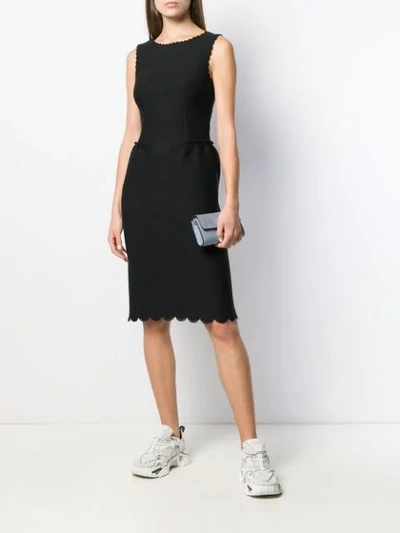 Pre-owned Lanvin 2014 Scalloped Details Fitted Dress In Black