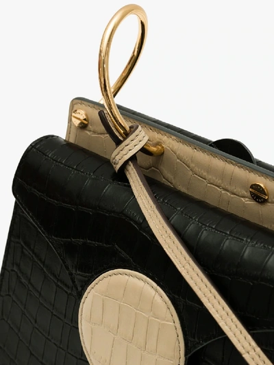 Shop Danse Lente Black Phoebe Mini Mock Croc Leather Cross Body Bag