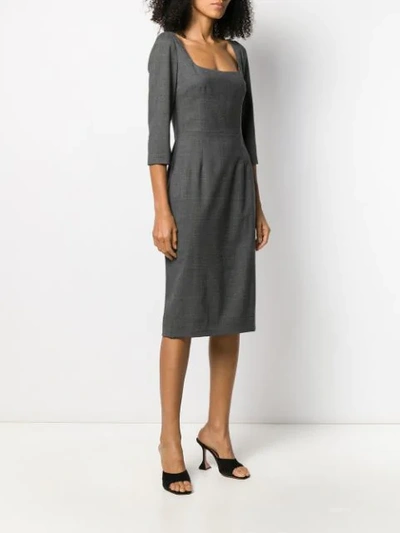 Shop Dolce & Gabbana Fitted Work Dress In Grey