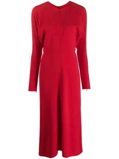Shop Victoria Beckham Dolman Sleeve Midi Dress In Red