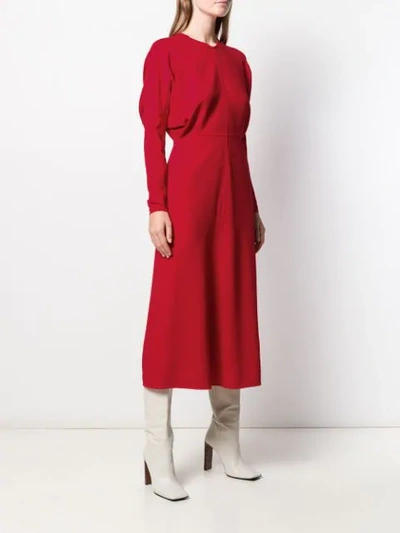 Shop Victoria Beckham Dolman Sleeve Midi Dress In Red