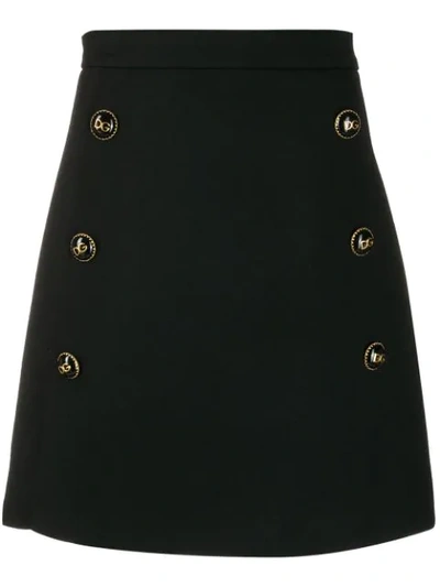Shop Dolce & Gabbana Dg Buttons Mini Skirt In Black