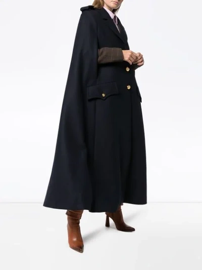 Shop Miu Miu Buttoned Oversized Cape In Blue