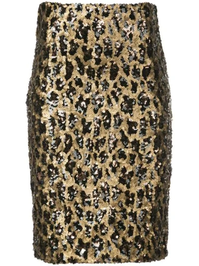Shop Alice And Olivia Ramos Sequin Fitted Skirt In Gold