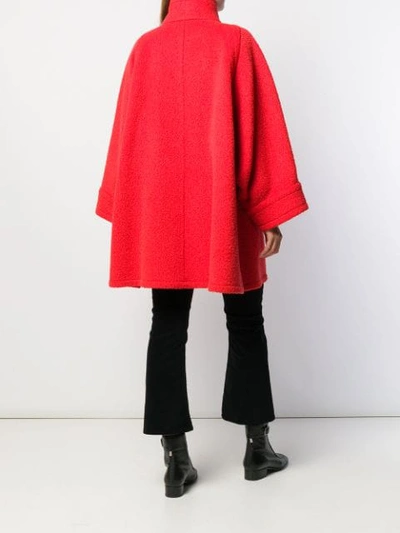 Pre-owned Nina Ricci 1980's Off-centre Wool Coat In Red
