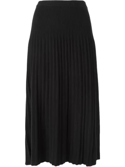 Shop Michael Michael Kors Pleated Knit Skirt In Black