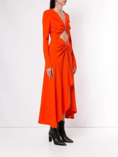 Shop Dion Lee Pierced Midi Dress In Orange
