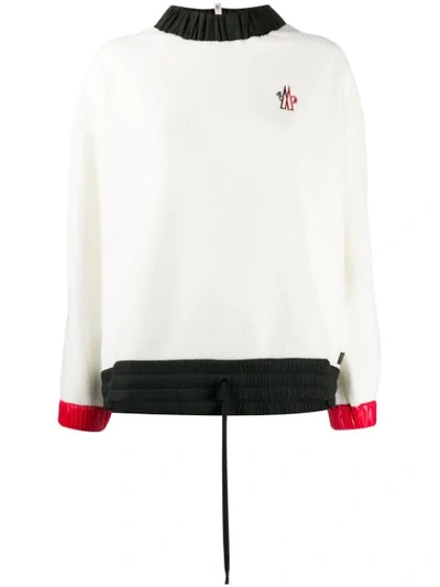 Shop Moncler Ruched Collar Drawstring Sweater In 04a