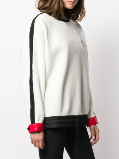 Shop Moncler Ruched Collar Drawstring Sweater In 04a