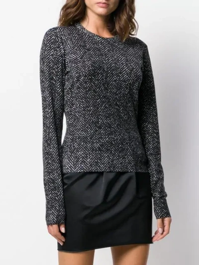 Shop Dolce & Gabbana Chevron Round Neck Sweater In Black