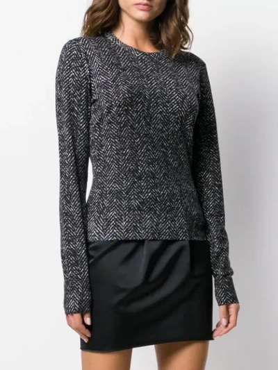 Dolce & Gabbana Chevron Round Neck Sweater In Black