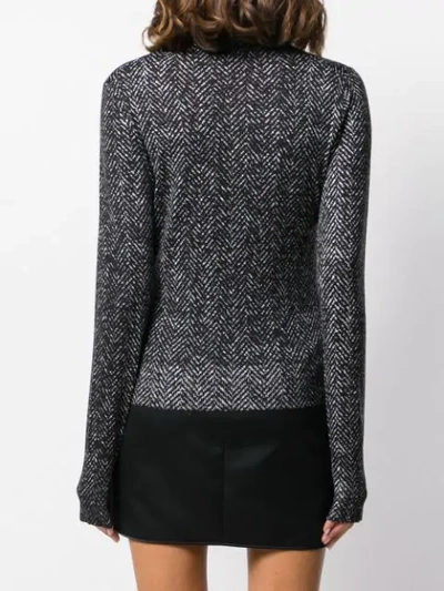 Dolce & Gabbana Chevron Round Neck Sweater In Black
