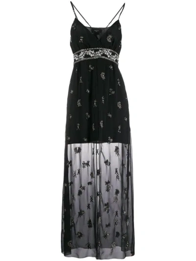 Shop Amiri Floral Beaded Layered Dress In Black