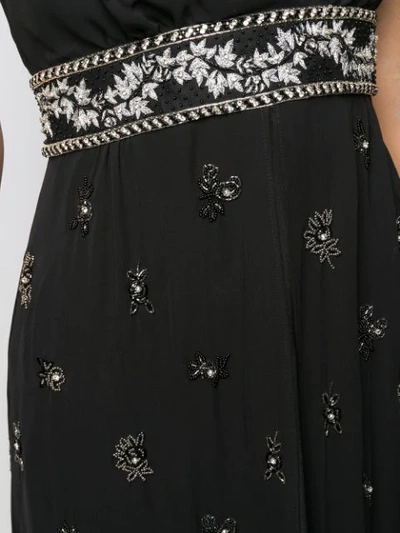 Shop Amiri Floral Beaded Layered Dress In Black