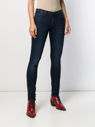 Shop 7 For All Mankind Sparkle Detail Skinny Jeans In Blue