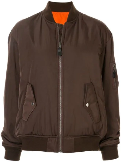 Shop Gvgv Zipped-up Bomber Jacket In Brown