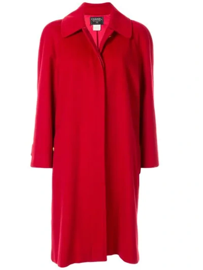 Pre-owned Chanel 1996s Cc Button Peacoat In Red