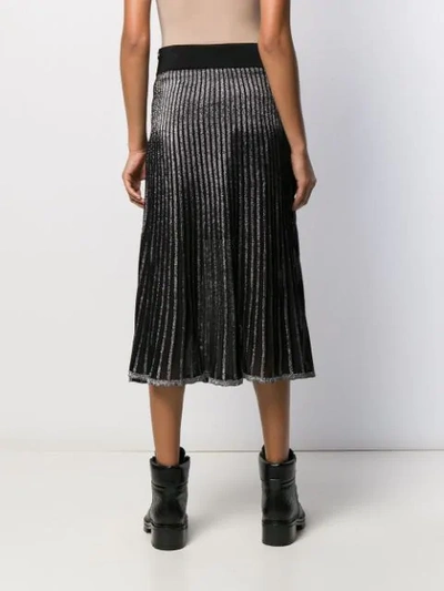 Shop Balmain Two-toned Pleated Skirt In Black