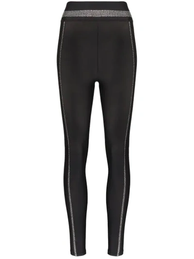 Shop Adam Selman Sport Crystal Embellished Performance Leggings In Black