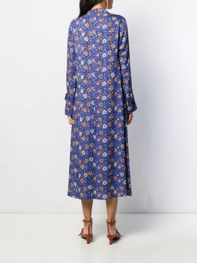 Shop Alysi Floral Print Long-sleeved Dress In Blue