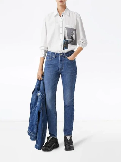 Shop Burberry Straight-leg Mid-rise Jeans In Blue