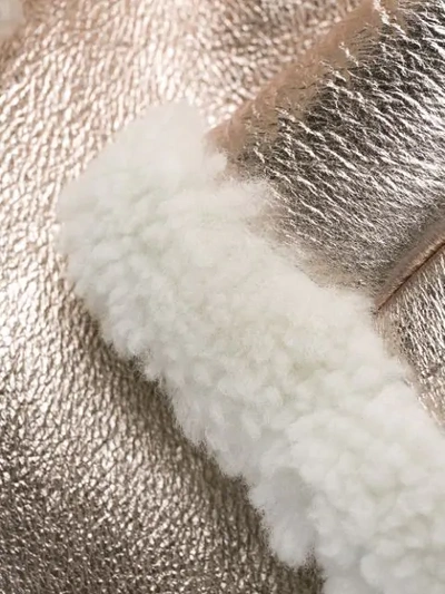Shop Nicole Benisti Metallic Shearling Coat In Champagne White