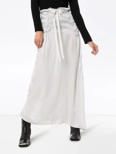 Shop Ann Demeulemeester Asymmetric Pleated Maxi Skirt In Grey