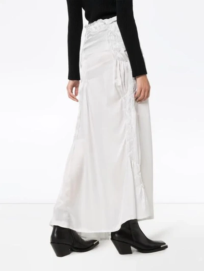 Shop Ann Demeulemeester Asymmetric Pleated Maxi Skirt In Grey