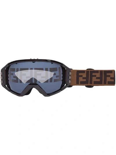 Shop Fendi Monogram Print Ski-mask In Black