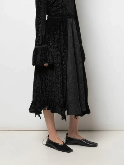 Shop Renli Su Floral Velvet Skirt In Black