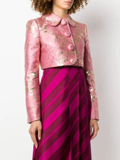 Shop Dolce & Gabbana Floral Jacquard Lamé Jacket In Pink