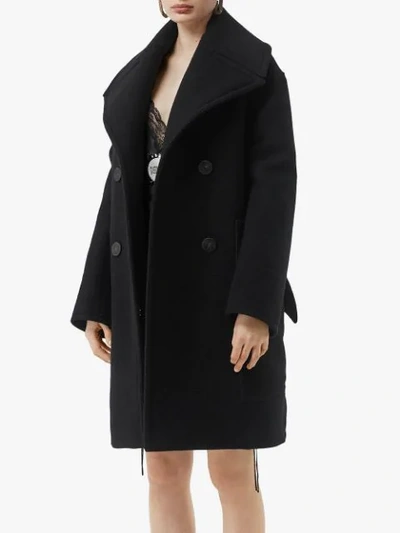 Shop Burberry Oversized Peacoat In Black