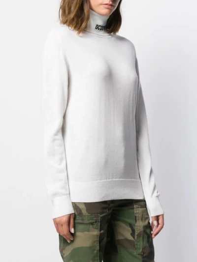 Shop Gcds Rollneck Logo Knit Sweater In White