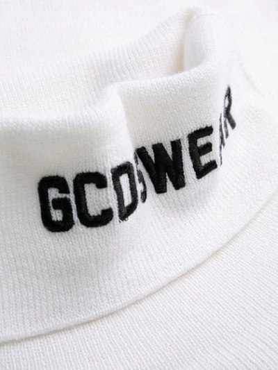 Shop Gcds Rollneck Logo Knit Sweater In White