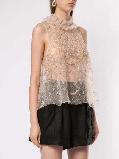 Shop Aje Embellished Devereux Blouse In Neutrals